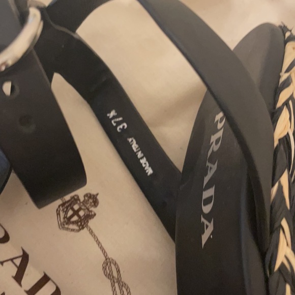 PRADA Raffia And Leather Wedges - Picture 3 of 3